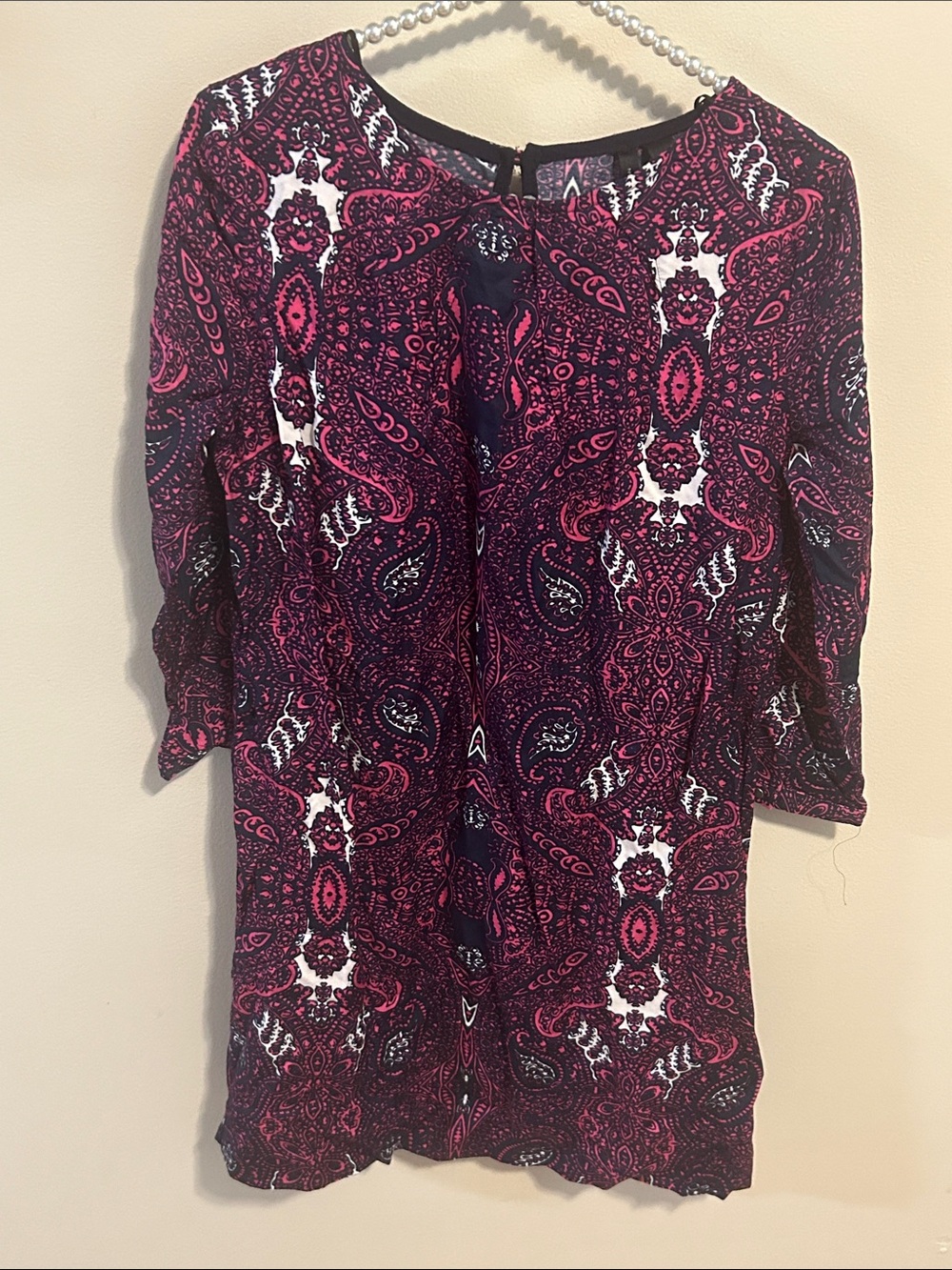 MNG Collection Mango Paisley Shift Dress Pink Black 6